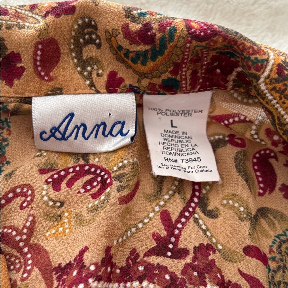 Vintage button down Anna Multicolor Paisley Top Women’s Large